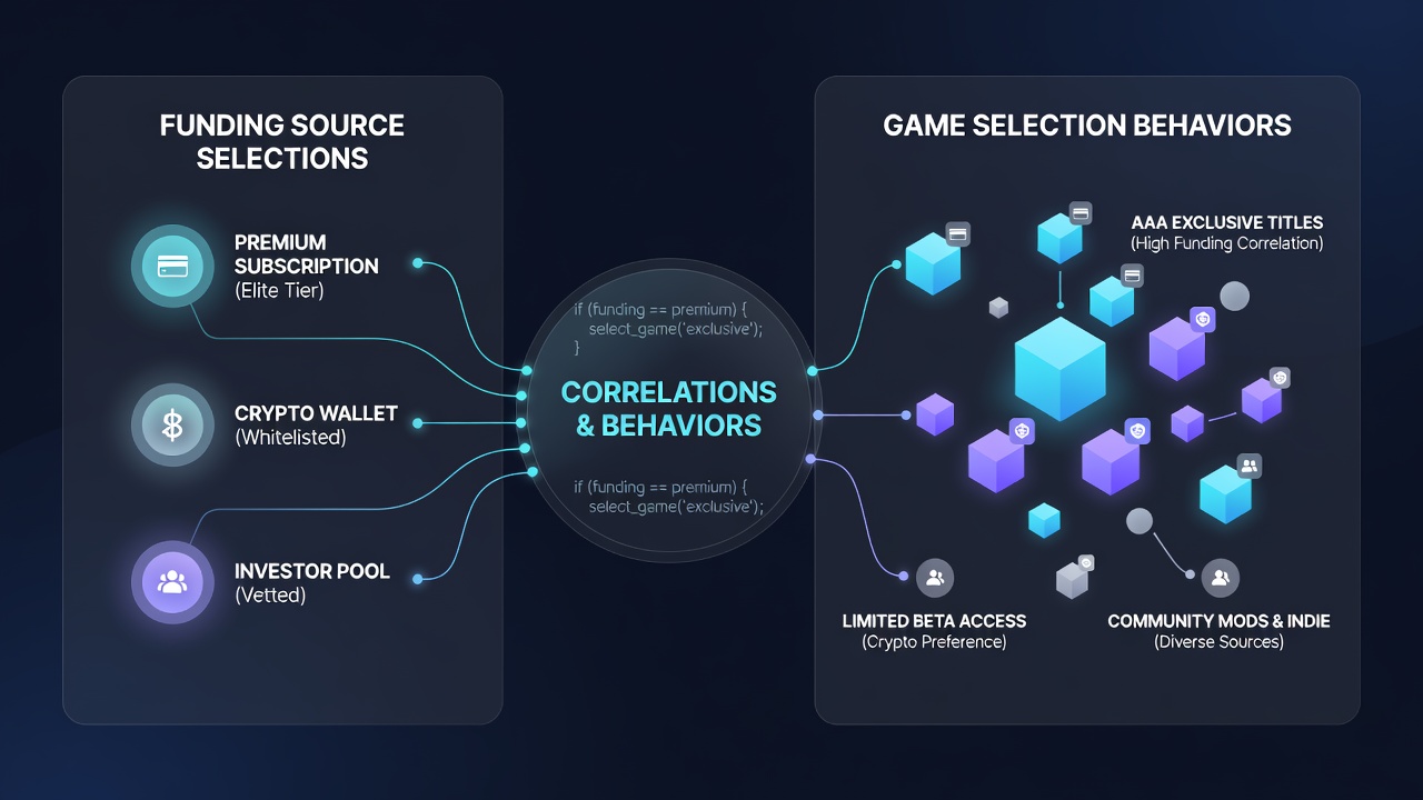 Visual representation of payment methods and game preferences in exclusive digital membership programs