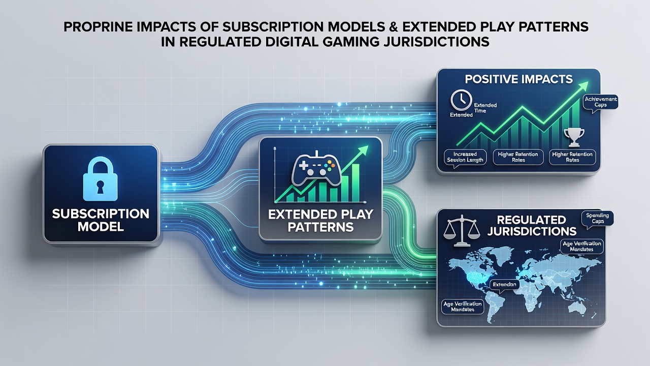 Digital gaming interface showing subscription dashboard with play time metrics in a regulated online casino environment