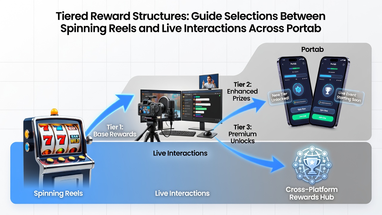 Screenshot of a portable casino app showing side-by-side comparison of spinning reel bonuses versus live dealer reward options at different tiers